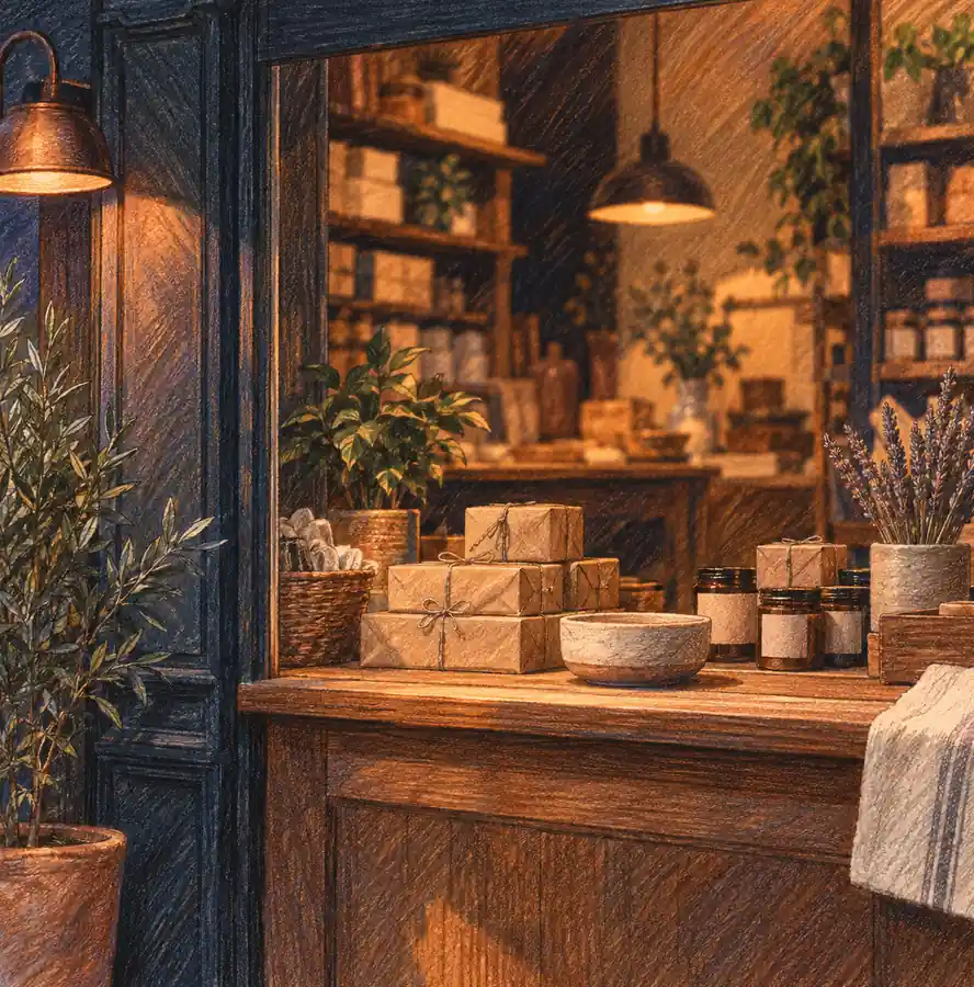 Illustration of local businesses equipment and workspace